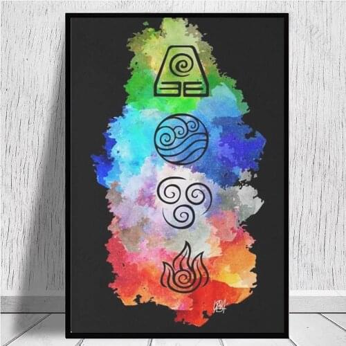 The Last Airbender Avatar Posters Canvas Art Print The Four Elements Painting Abstract Bedroom Decoration Wall Art Pictures