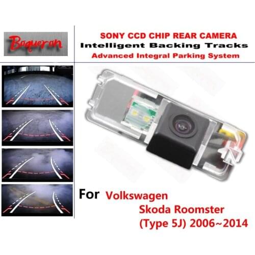 For Volkswagen Skoda Roomster (Type 5J) 06~14 CCD Car Backup Parking Camera Intelligent Tracks Dynamic Guidance Rear View Camera