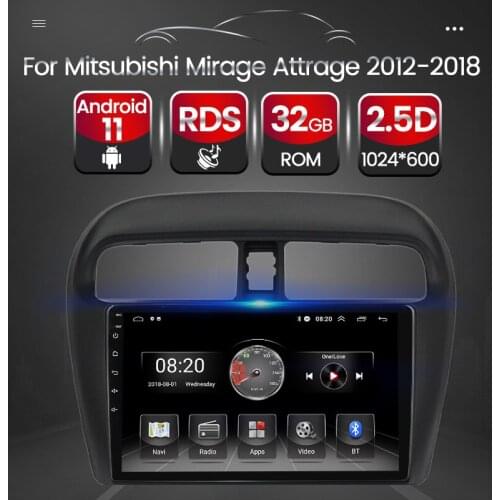4-Core Auto Radio For Mitsubishi Mirage Attrage 2012-2018 9Inch Android 2.5D HD Screen Car Player Multimedia GPS Navigation WIFI