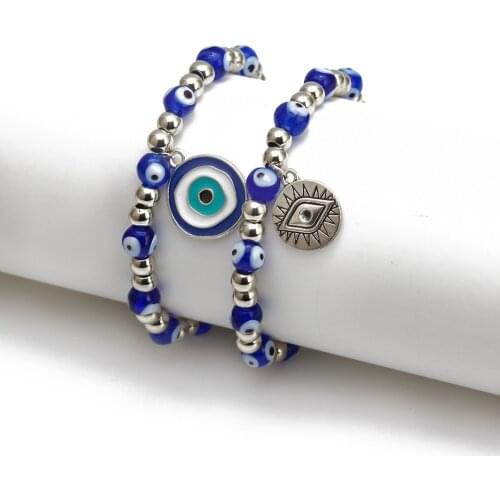New Simple Blue Eyed Devils Eye Beaded Bracelet Braided Bracelet Jewelry Accessories Jewelry Gift