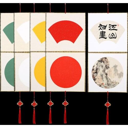 34*67cm Thicken Folding Hanging Half Ripe Xuan Paper Cards with Tassel Calligraphy Watercolor Lens Paper Cards Carta Di Riso
