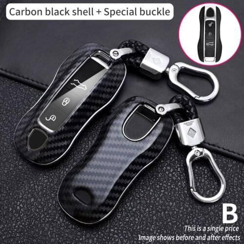 Car Key Case Cover Shell Carbon Fiber Chrome Color For Porsche Cayenne Macan 911 Boxster Cayman Panamera Accessories Keychain