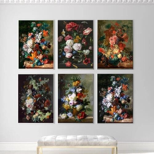 Black Bouquet of Flower Poster And Print Canvas Painting Wall Art Vintage Picture For Living Room Modern Cuadros Home Decoration