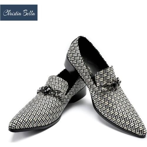 Christia Bella Pointed Toe Wedding Shoes Male Italian Men Shoes Handmade Genuine Leather Men Loafers Luxury Business Dress Shoes