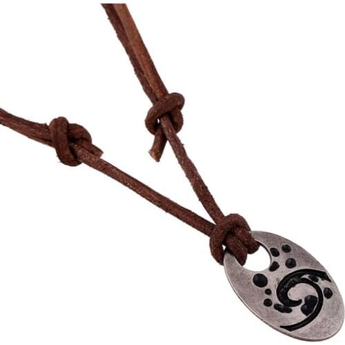 Fashion Punk Rock Long Necklace Chain Surf Beach Charm Adjustable Rope Leather Pendant Statement for Hiphop Vintage Jewelry Gift