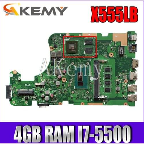 EDP X555LB mianboard X555LD REV 3.3 For Asus X555LJ X555LF X555LB X555LP laptop motherboard 4GB RAM I7-5500 GT940M/GT920M/2GB