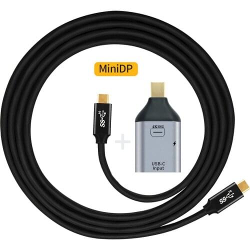 100W 10Gbps Cable & USB-C Type C Female Source to Mini Displayport DP Sink HDTV & PD Power Adapter 4K 60hz 1080p for Phone