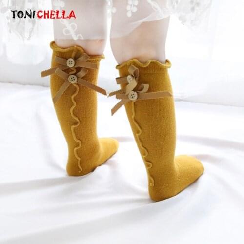 Kid Girls Tights With Bows Princess Sweet Ruffled Long Tube Spring Summer New Fashion Children Soft Comfortable Tights CL5228