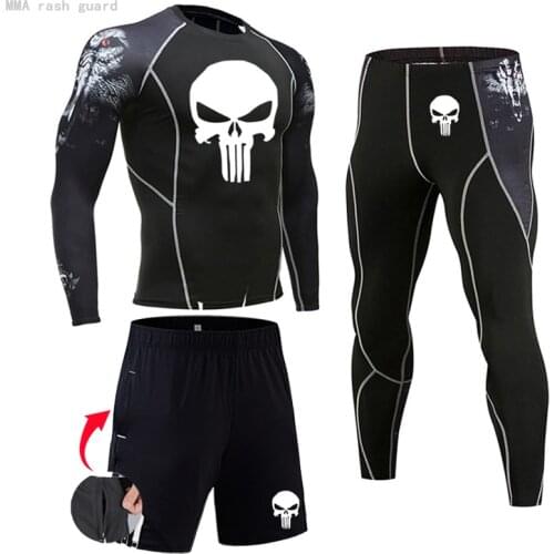 Compression Underwear MMA Rashgard Male Exercise The Skin Sweat Fitness Leggings Long T-shirt Warm Mens Tracksuit Jogger Set