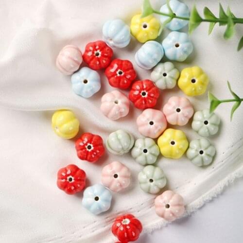 10pcs 13*10mm Round Flowers Ceramic Beads Handmade 1.5mm Hole Bead DIY Accessories For Jewelry Making