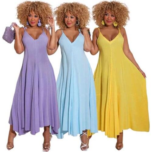 Summer Spaghetti Strap Midi Dress Womens Sexy Backless Party Dress Fashion Sleeveless Irregular African Dresses For Women 2021