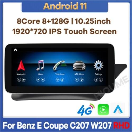 10.25" 8Core CPU 8G RAM Android 10 Radio GPS Navigation Multimedia Player for Mercedes Benz E Coupe C207 E207 2009-2015 RHD Cars