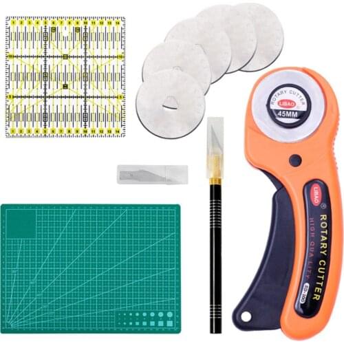 13Pcs Rotary Cutter Set Sewing Tool For Crafting Sewing Quilting 5Pcs 45mm Cutter&1pcs A4 Cutting Board&5pcs Carving Cutter Set