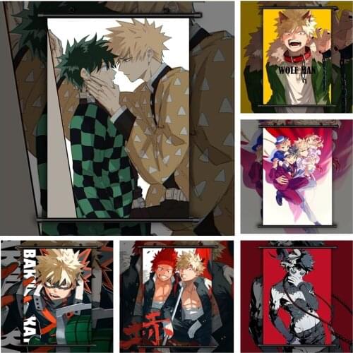Wall Art Canvas Boku No Hero Academia Katsuki X Pictures Poster Plastic Scroll Hanging Painting Print Home Decoration Living Roo