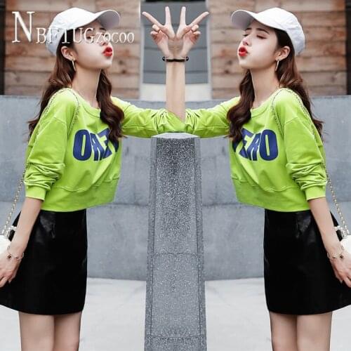 2020 Spring New Korean Round Neck Women Sweatshirts Short Style Female Sweatshirt