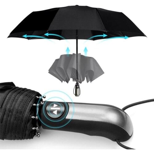 Fully-Automatic Umbrella Rain Wind Resistant 3Folding Large Travel Business Car 10K Clear Umbrella for Man Women Umbrella