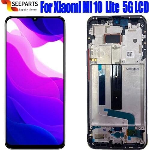 Original For Xiaomi Mi 10 Lite LCD Display Touch Screen Digitizer Assembly Replacement M2002J9G Lcd For Xiaomi Mi 10 Lite 5g Lcd