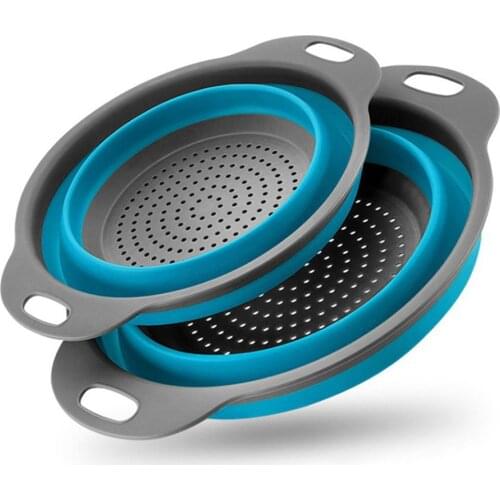 2Pcs Telescopic Folding Strainers Fruit Vegetable Washing Basket With Anti Skid Handle Drainer Folding Drain Basket Kitchen Tool