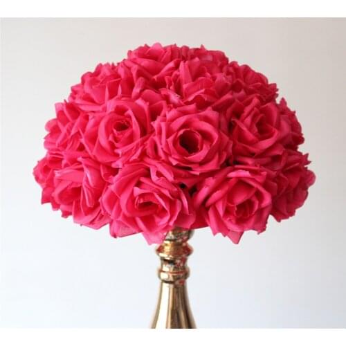 SPR 30CM 12pcs/lot plum/fuschia Hanging Flower Ball Centerpieces Silk Rose Wedding Kissing Ball Pomanders Mint Decoration Ball