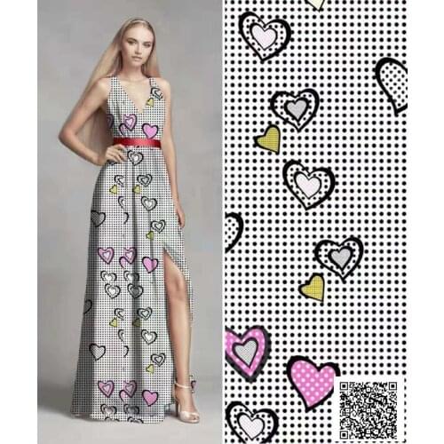 Spring and summer imitation cotton fabric love comfortable printing fabric dress shirt pants haute couture fashion fabric