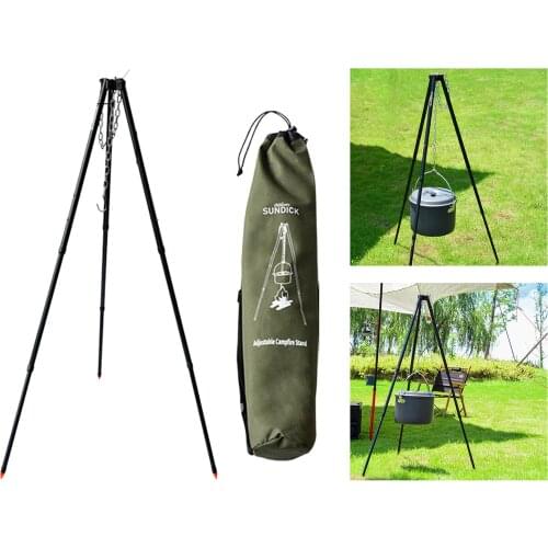 Camping Grill Tripod Outdoor Hanging Cooking Pot Stove Holder Picnic Tools Compact Outdoor Fishing Dutch Oven Hanger Holder