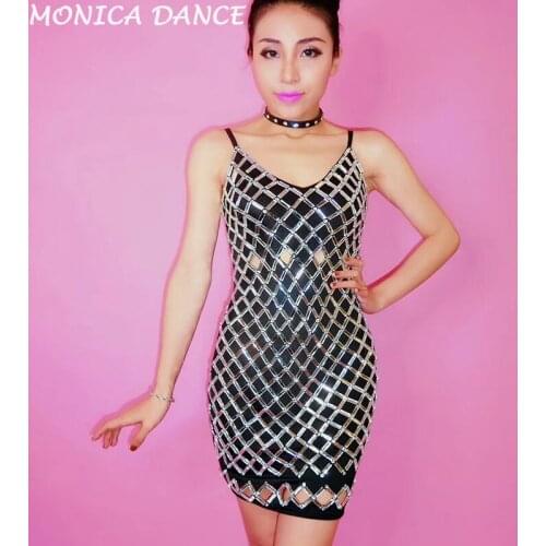 Women Sexy Stage Glisten Rhinestones Dress Nightclub Wedding Party Celebrate Outfit Female Singer Performance Sexy White Dresses