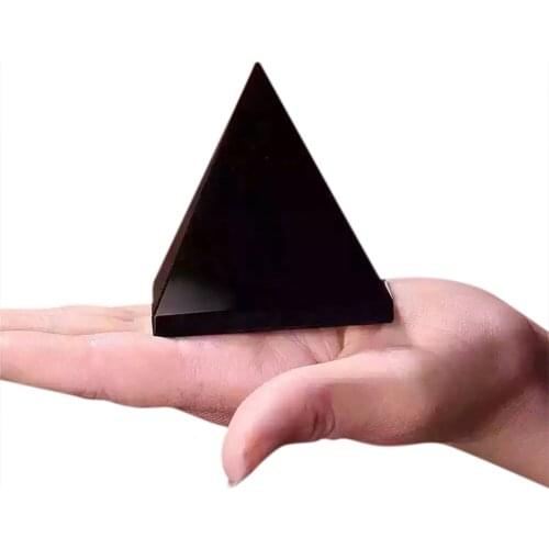 1pc 40mm Black Obsidian Pyramid 100% Natural Healing Quartz Specimen Home Decoration Ornament Lucky Bring Stones 15