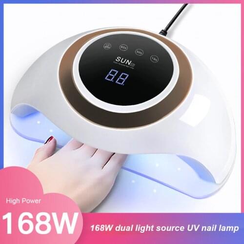 168W Dual Light Source UV Nail Lamp LED Phototherapy Machine Quick-drying Two-handed Phototherapy Machine Special For Nail Salon