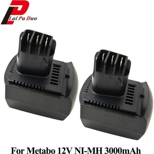 2pcs/Lot For METABO 12V Replacement Battery 3000mAh NI-MH Power Tool BZ 12 SP, SSP 12, ULA9.6-18, 6.25473 3.0Ah Batteries