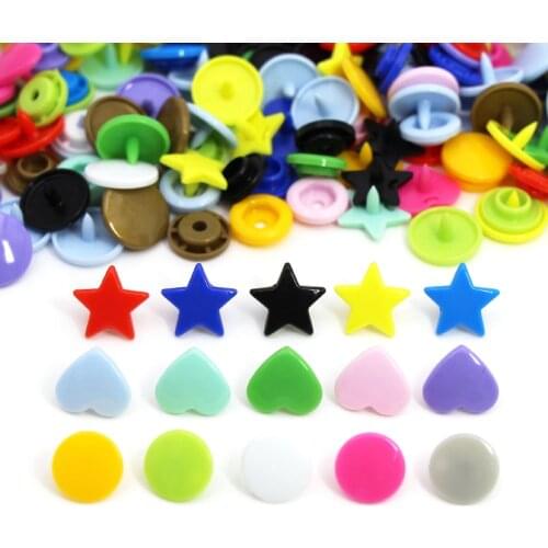 20 Sets KAM Buttons T3/T5 Plastic Snap Button For Baby 15 Colors Push-buttons For Clothes Star/Heart/Round Shape Snap Fastener