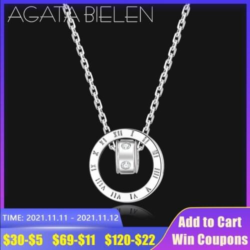 2019 Real 925 Sterling Silver Pendant Necklace Round Watch shape CZ Jewelry For Women Engagement Accessories Gift