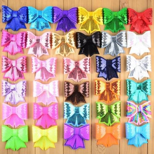 300 pcs/lot Wholesale Large 2.75" Sequin Bow Applique Embellishment, Sparkly Bows for headband, diy decoration