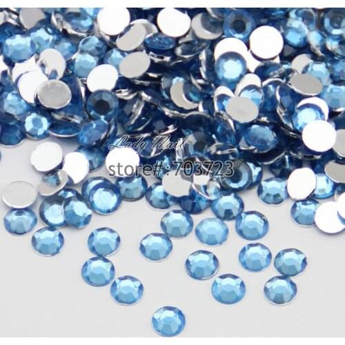400 pcs 2mm - 6mm Mix Size Light Blue Resin Acrylic Round Rhinestone Flatback Crystal Rhinestones Nail Art Decoration N12