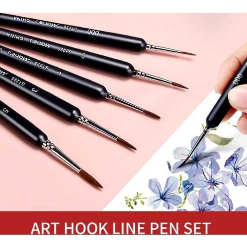5 PCS Miniature Paint Brush Set Professional Nylon Brush Acrylic Painting Thin Hook Line Pen Art Supplies Hand Oil Painting Tool