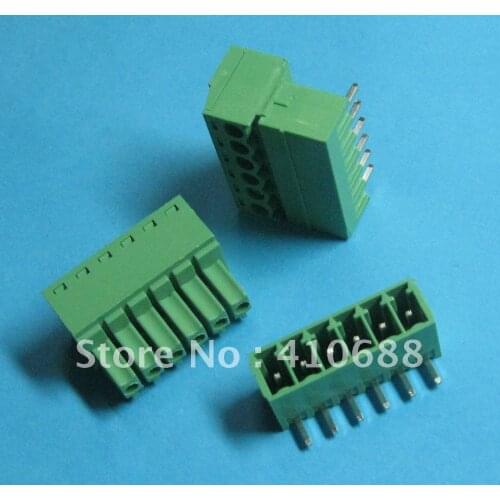 50 Pcs Pitch 3.81mm Angle 6way/pin Screw Terminal Block Connector Green Color T Pluggable Type