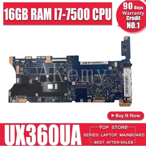 Akemy Top configuration Laptop Motherboard For Asus Q324UAK Q324UA Q324U Mainboard 60NB0C00-MB8000 16GB RAM I7-7500 CPU
