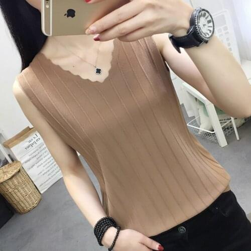 Womens Tops And Blouses Fashion Woman Blouses 2021 V-neck Knitted Blouse Shirt Women Clothes Summer Sleeveless Blouse Women C854