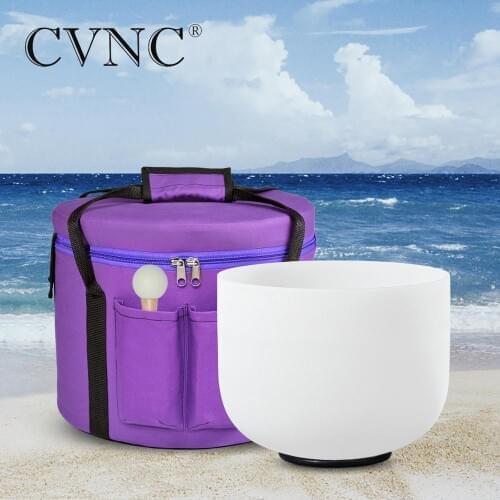 CVNC 8" Note F Heart Chakra Tuned Frosted Quartz Crystal Singing Bowl with Free 8" Case