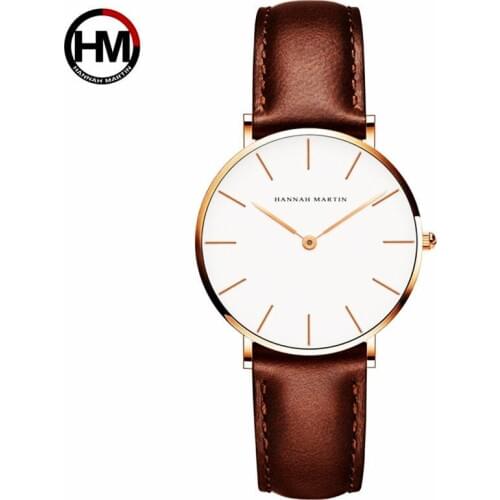 Japan Movement Brown Leather horloges vrouwen White Dial Women Brand Luxury Waterproof Watch relogio feminino zegarek damski