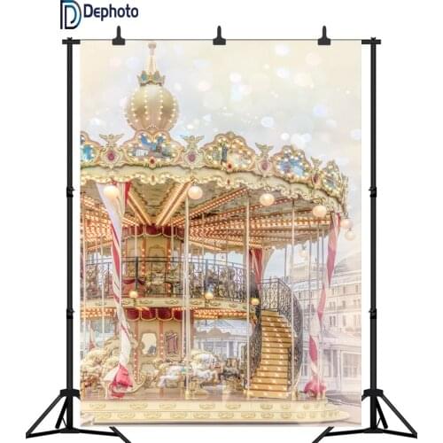 DePhoto backdrop for photo studio fantasy carousel fairytale luxury halo Childrens birthday background photocall photo props