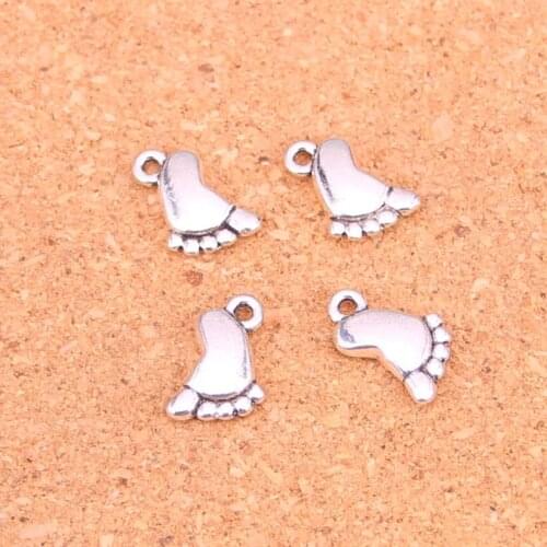 25pcs Double Sided Foot Charms Metal Alloy DIY Necklace Pendant Making Findings Handmade Jewelry 14*10mm