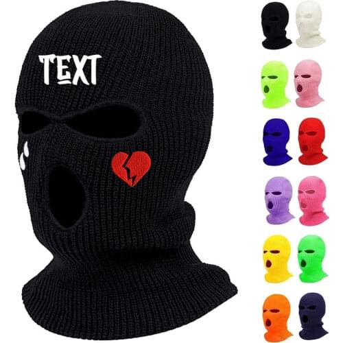 Customize Beanie Balaclava Mask Hat Womne Men Winter Masked Ski Cycling Hat With Embroidery Letters Text Name Logo Skullies