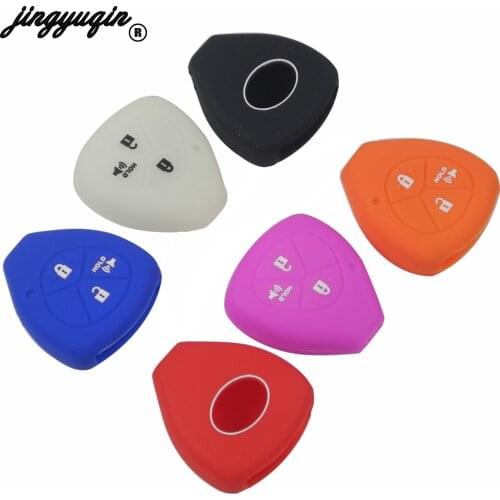 Jingyuqin Dewtreetali Silicone Remote Control Car Key Case 3 Buttons Keys cover for Toyota Camry Crown Ruiz Corolla