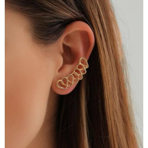 1PCS Punk Style Heart Earring Clip Women Girl Wedding Jewelry Unique Design Ear Cuff No Pierced Piercing Clip On Earrings