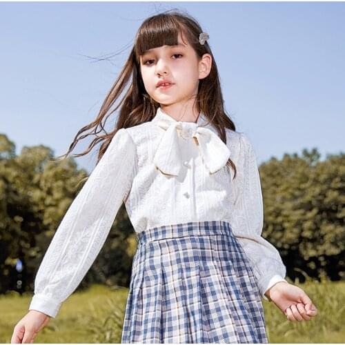 2 Piece Childrens Clothing Sets Girls Student School Uniform Clothes Casual Shirts And Skirts Outfits Kids Daily Wear 5 - 14Y