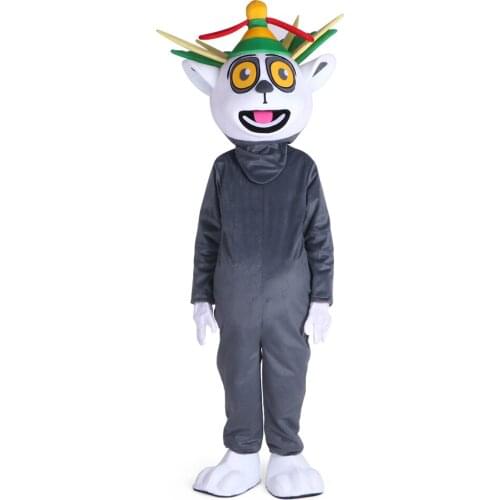 Adult Madagascar King Julian Lemur cartoon Mascot Costume Mascotte Christmas carvinal party for Halloween event performance