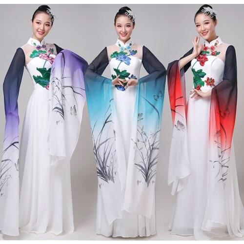 Ladies yangko dance chinese style woman hanfu costume classical dance dance clothes hmong clothes