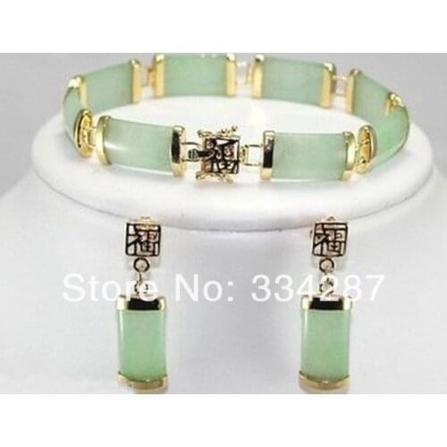 Nice Light green stone bracelets earrings Set