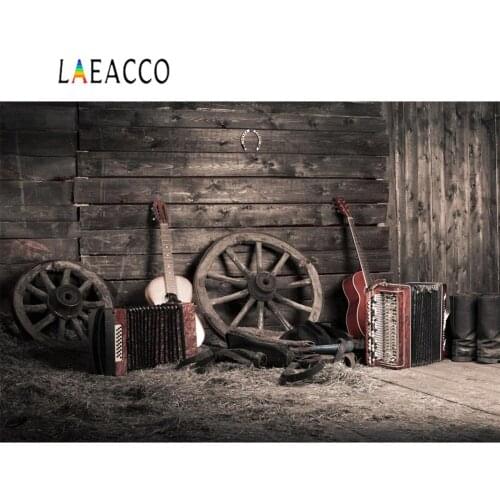 Laeacco Old Dark Warehouse Wooden Wheel Guitar Baby Party Interior Photo Backgrounds Photography Backdrops For Photo Studio