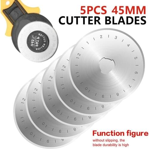 5pcs 45mm Rotary Cutter Cutting Blades Replacement Spare Safety Blades Leather Fabric Cutting Tool for Olfa/Fiskars